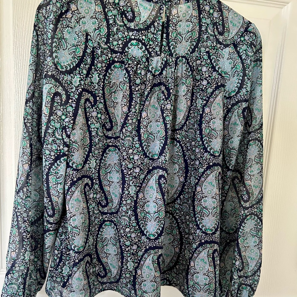 J. Crew Paisley Blouse - Dark Blue and Light Blue